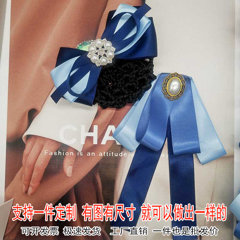 Галстук-бабочка для профессионалов с цветком для воротника, аксессуары для синего костюма, корейский стиль, колледж