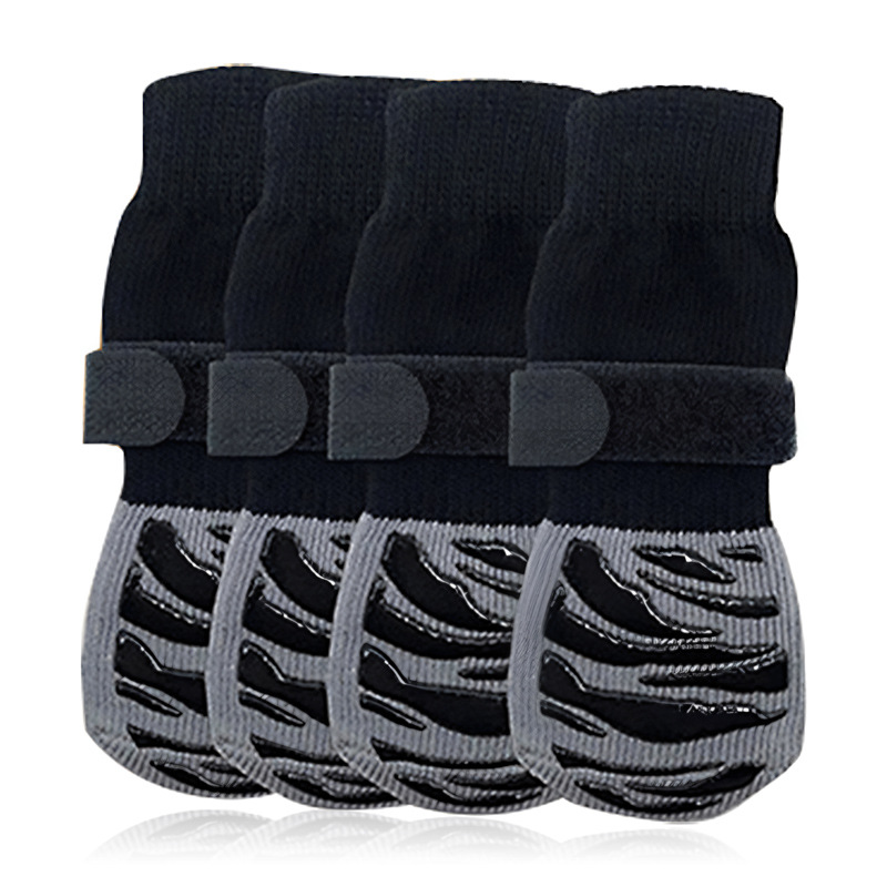 Amazon Non-Slip Pet Socks Dog Socks Black Strap Breathable Pvc Offset Printing Medium and Large Dog Floor Socks