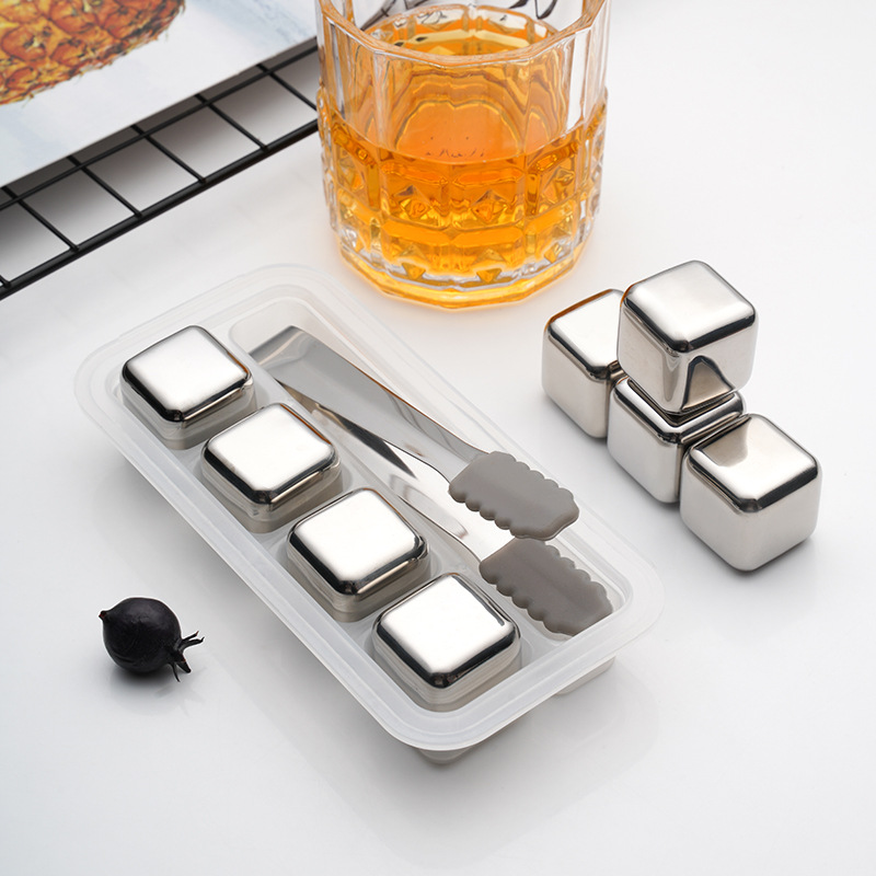 304 Stainless Steel Ice Grain Silver Bar Household Quick-Frozen Ice Wine Stone Set Whiskey Beer Drink Ice