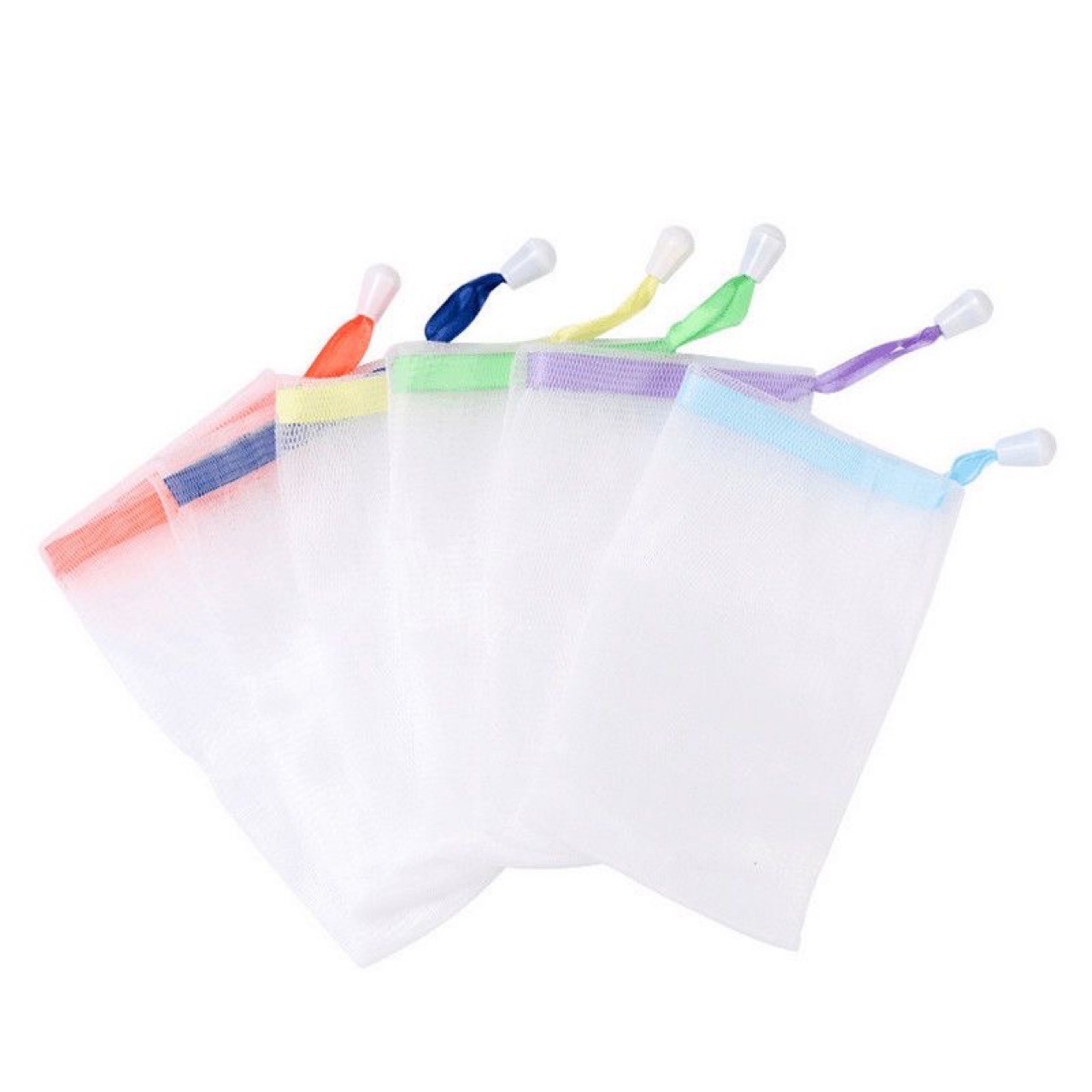 Colorful Ribbon Drawstring Foaming Net Wholesale Handmade Soap Foaming Net Mesh Bag Foaming Foaming Net Bubble Bag