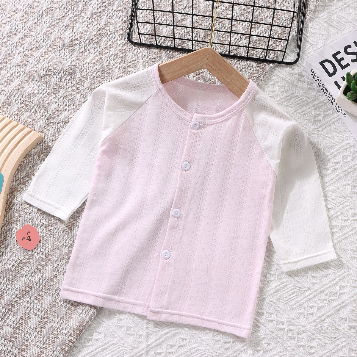 Детский кардиган, летняя одежда, тонкий, девятичетвертной рукав, для мальчиков и девочек