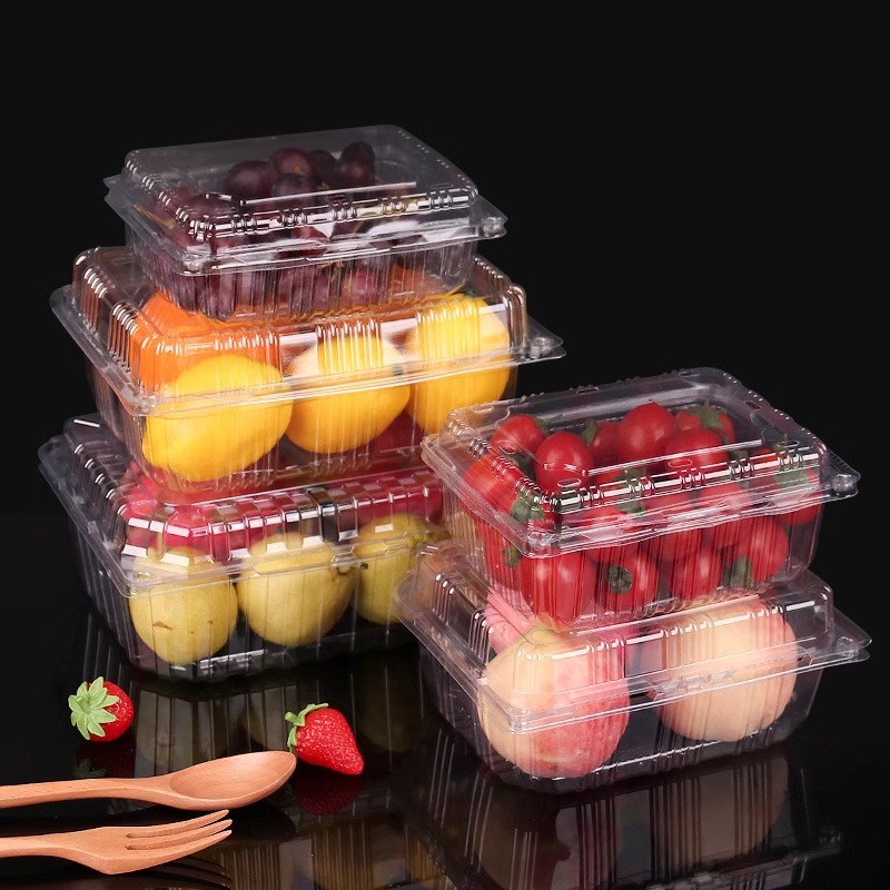 Disposable Fruit Packaging Box Thickeneded Plastic Transparent Lid 0.5kg Pack Supermarket Food Fruit, Vegetable and Pastry Packaging Box