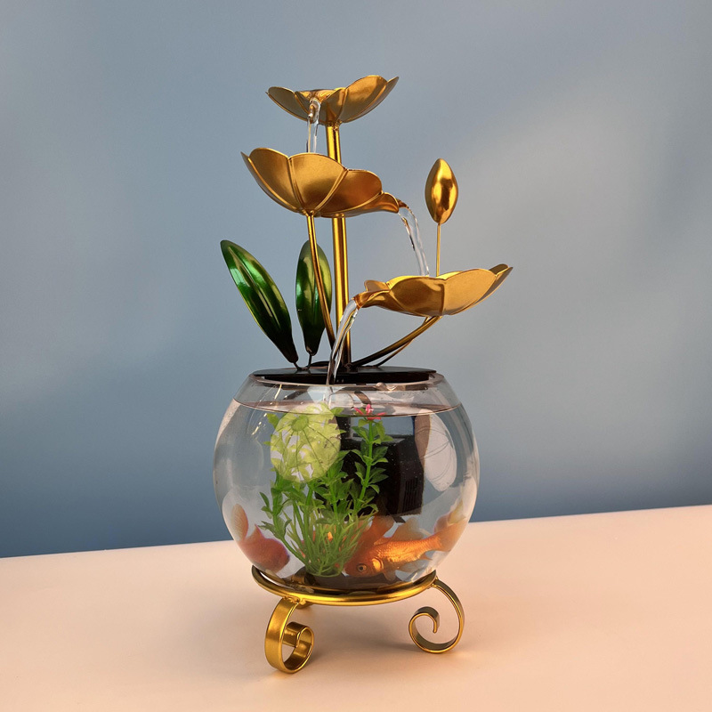 Счастливый настольный циркулирующий фонтан для привлечения богатства в офис или гостиную, домашний декор, железное искусство капающей воды, легкая роскошь и простота