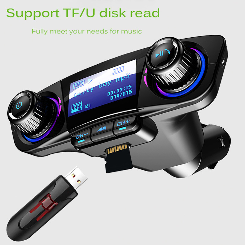 Bt06, Car Mp3 Bluetooth Hands-Free Car Bluetooth Fm Transmitter Qc3.0 Fast Charging Supports Tf/Usb