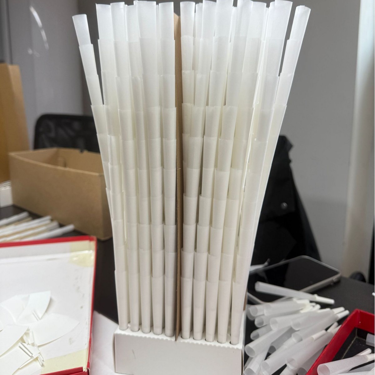 1000 Pieces of Box-Packed Trumpet Wood Pulp Paper Pre-Rolled Paper 110mm Empty Tube Trapezoidal Cone Cross-Border Amazon Rolling