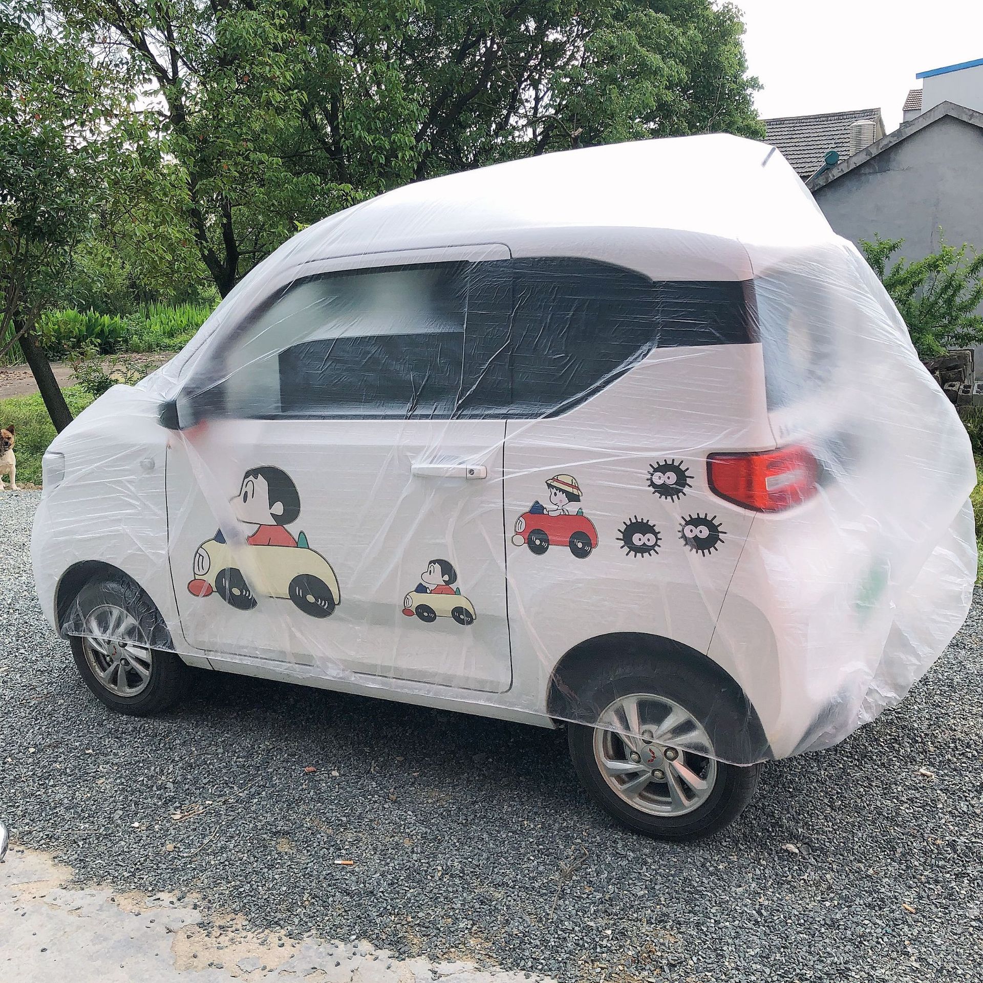 Factory Direct Supply Pe Film Car Cover Thickeneded Disposable Car Cover Transparent Plastic Rainproof and Dustproof