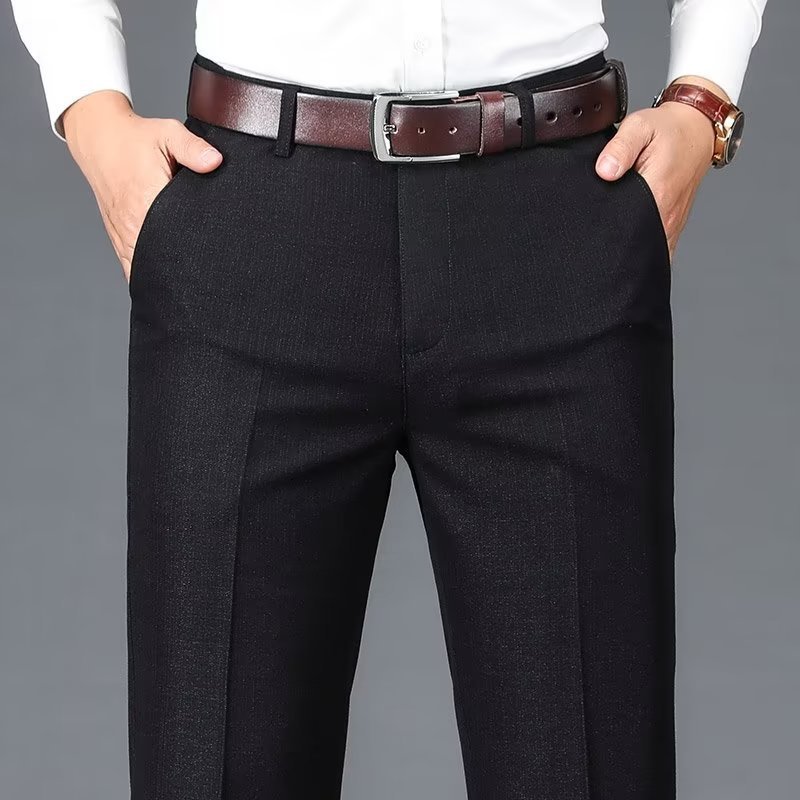 Men's Business Western Pants Dosing Casual Western Pants Dress Men's Pants Straight Spring and Summer Stretch Middle-aged Dad's Western Pants