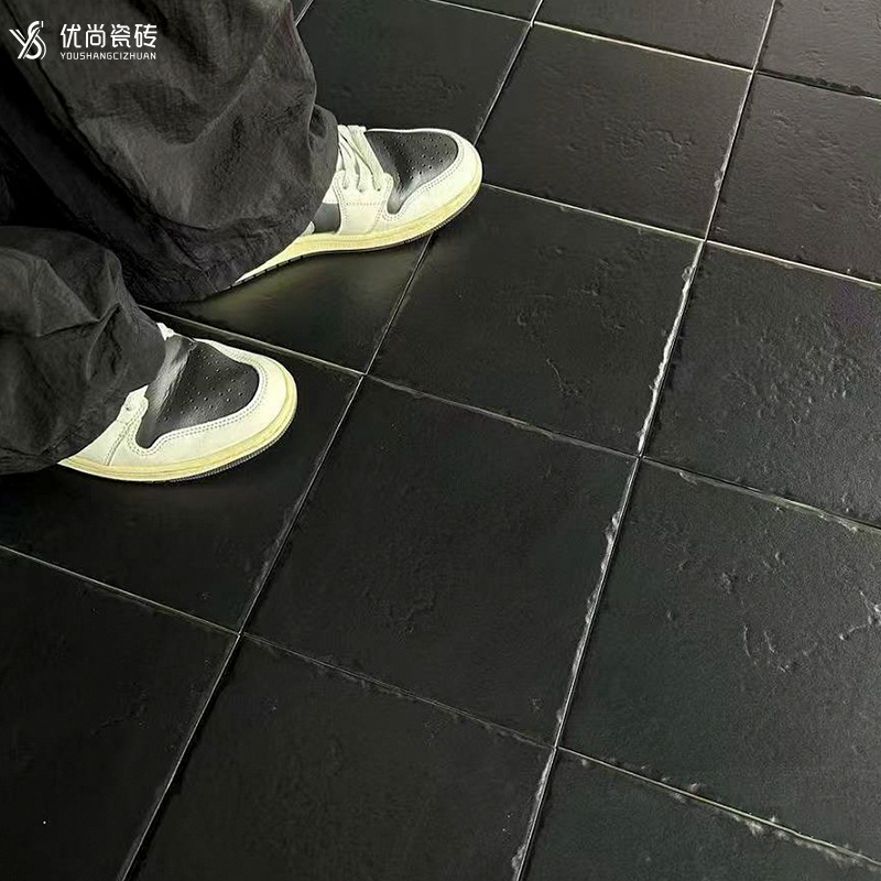 Limestone Tiles B&B Coffee Shop Retro Floor Tiles Bathroom Kitchen Wall Tiles Courtyard Balcony Non-Slip Tiles Black Tiles