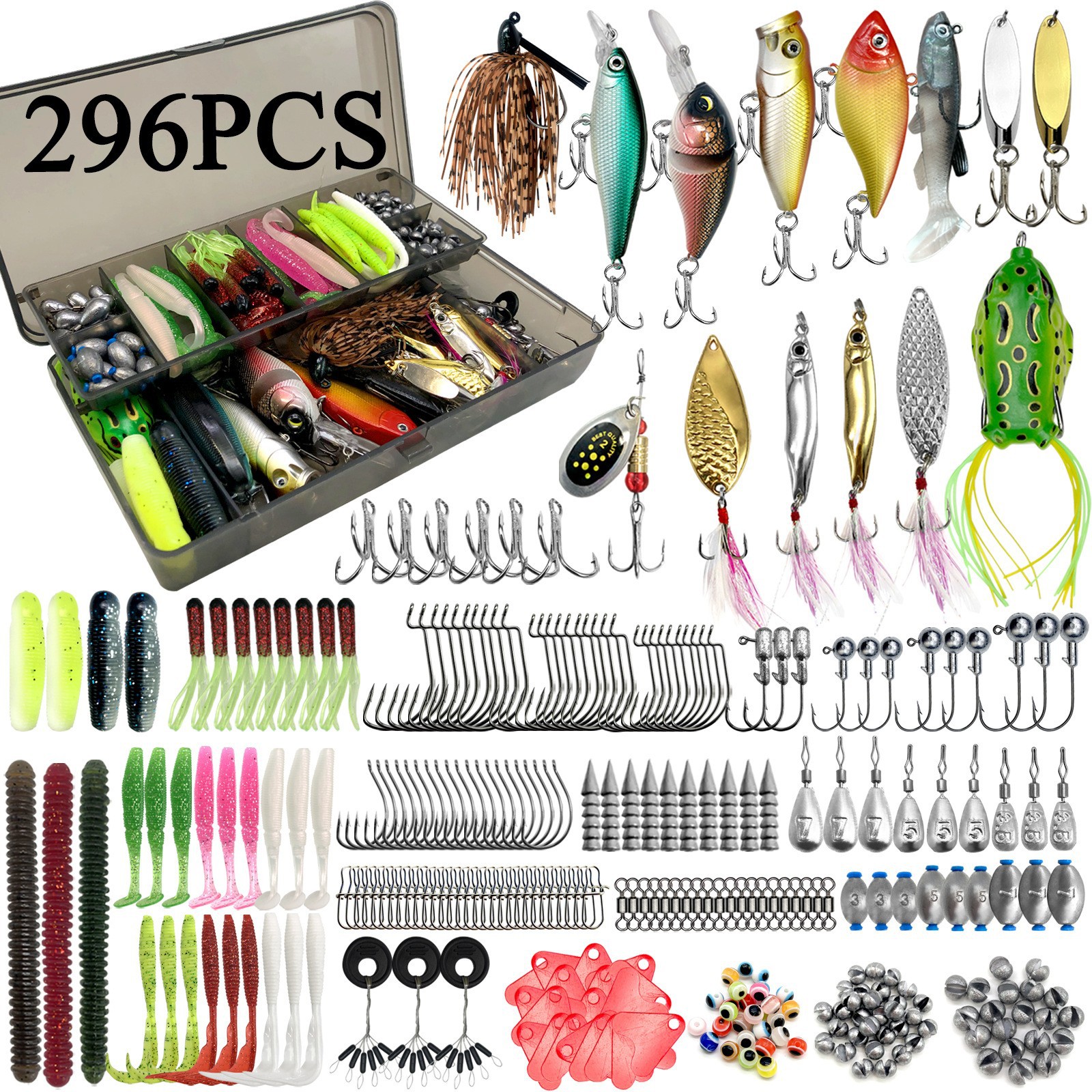 Luya Bait Set, Full Set of Luya Bait Set, Sequined Minoire Frog Bait, Soft Bait, Full Swimming Layer Cross-Border Fishing Bait