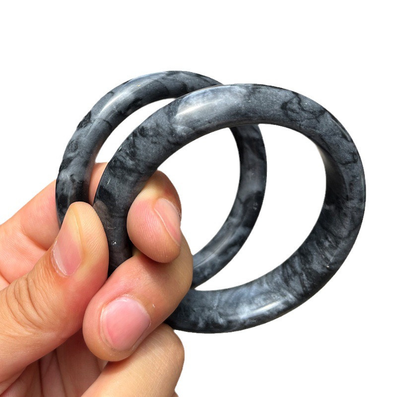 Black Blue and White Jade Bracelet Wholesale Xinjiang Black Chicken Black Jade Bracelet Carbonate Jade Gift for the Elderly Lucky Draw Ring