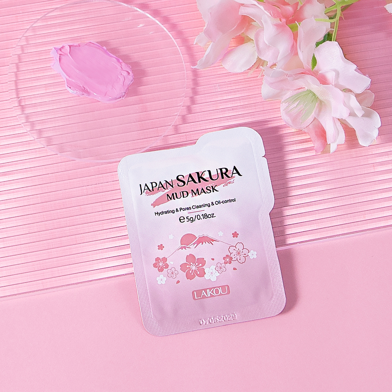 New Product Laiko Sakura Mud Mask Single Pack 5g Cleans Pores, Hydrates and Moisturizes Cross-Border Manufacturer Ready Stock