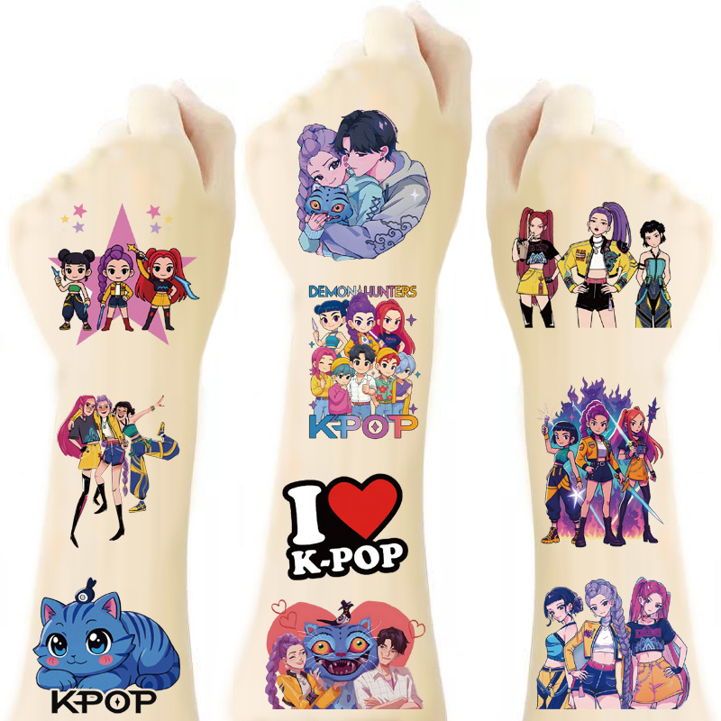 Cross-Border Exclusive 80 Pieces of Kpop Hunter Girl Group Tattoo Stickers Cartoon Animation Peripheral Creative Temporary Tattoo Stickers