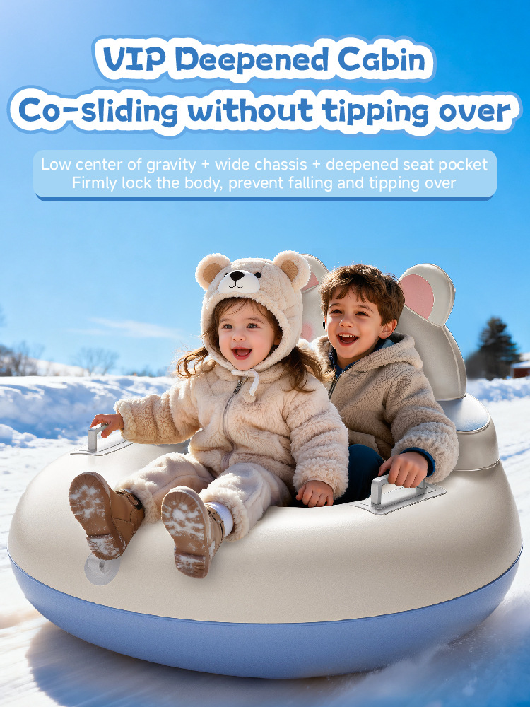 Cross-Border Thickened Pvc Outdoor Skiing Inflatable Ring Anti-Rollover Large Backrest Cold-Resistant Snow Sliding Mat Christmas