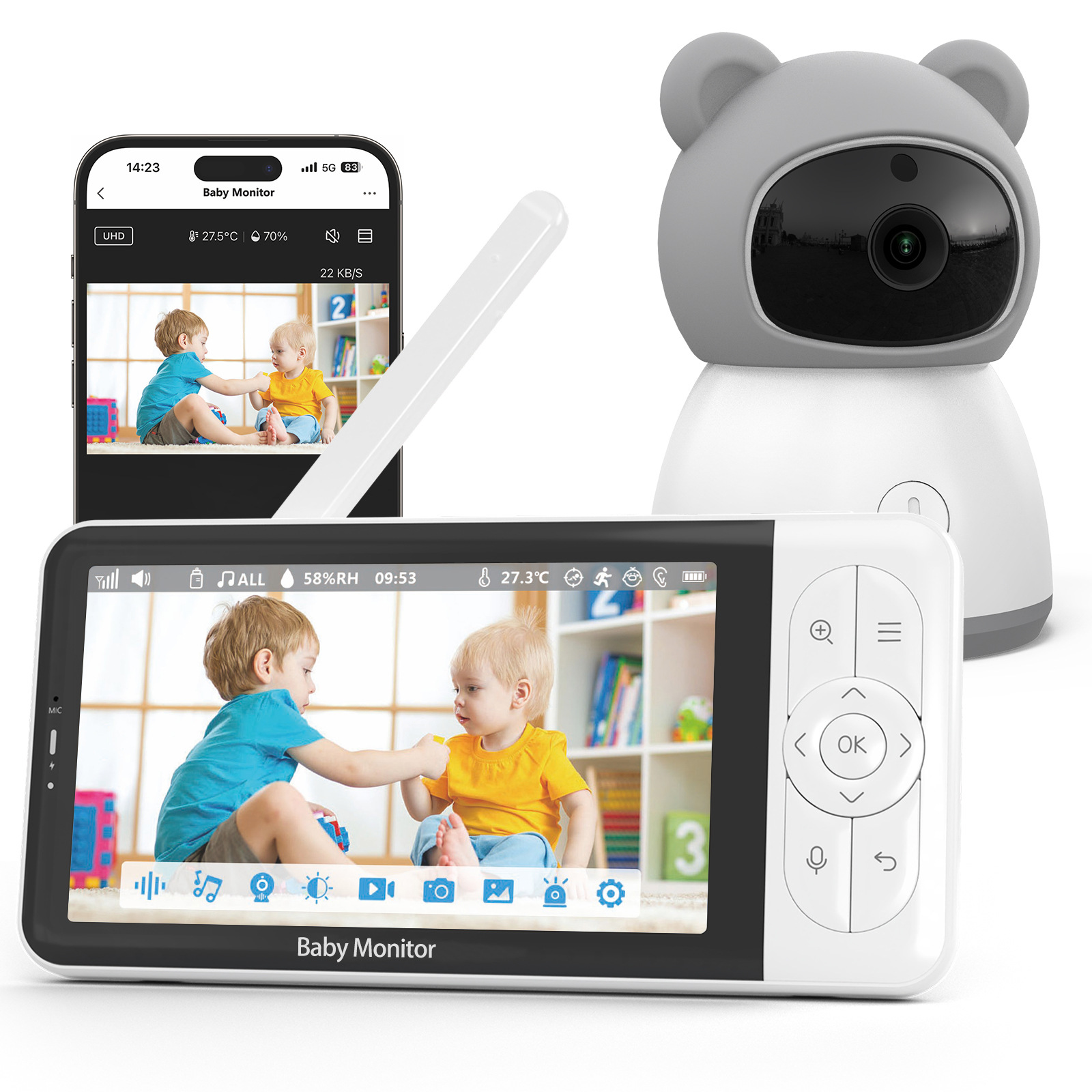 WIFI dual mode graffiti scheme 5 inch HD baby monitor monitor monitor monitor baby monitor