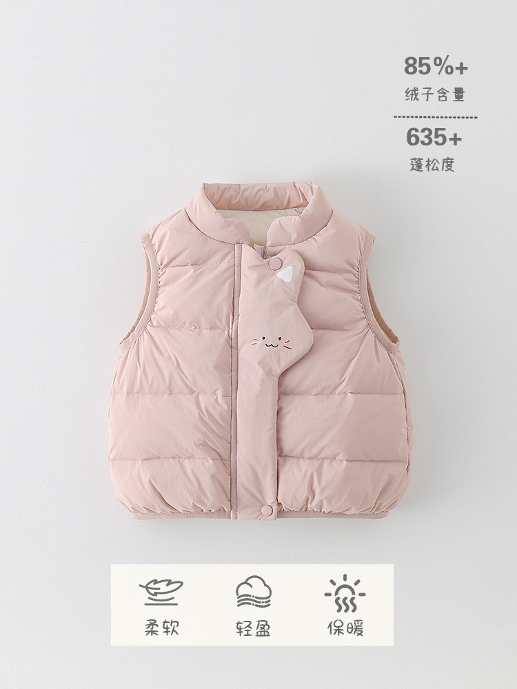 Baby down Vest Winter New Style for Girls, 90% White Duck down Sleeveless Jacket, Lightweight Boys' Clothing, Class a