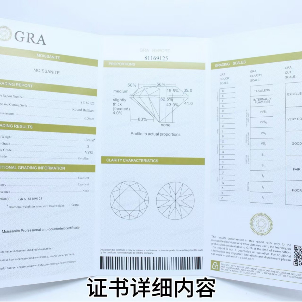 Gra Moissanite Certificate Wholesale Multi-Size Specifications Colorful Irregular Shape Certificate with Unique Code and Black Card