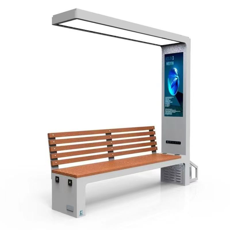 Outdoor Solar-Powered Smart Seating for Squares and Parks, Intelligent Charging Bench with USB Wireless Outdoor Leisure