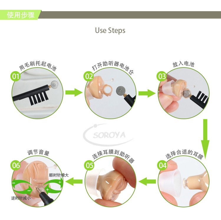 Hearing aid accessories U-shaped cleaning and maintenance brush adjustable sound large and small with magnet hearing aid brush