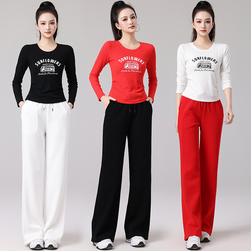 Одежда для квадратного танца весна-лето 2025 спортивная досуг фитнес танцевальная одежда для бега стройнящие длинные рукава узкие брюки