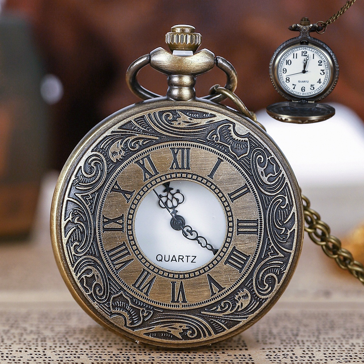 Factory direct in stock vintage pocket watch Roman pocket watch manufacturers large pocket watch chairman pocket watch wholesale quartz watch