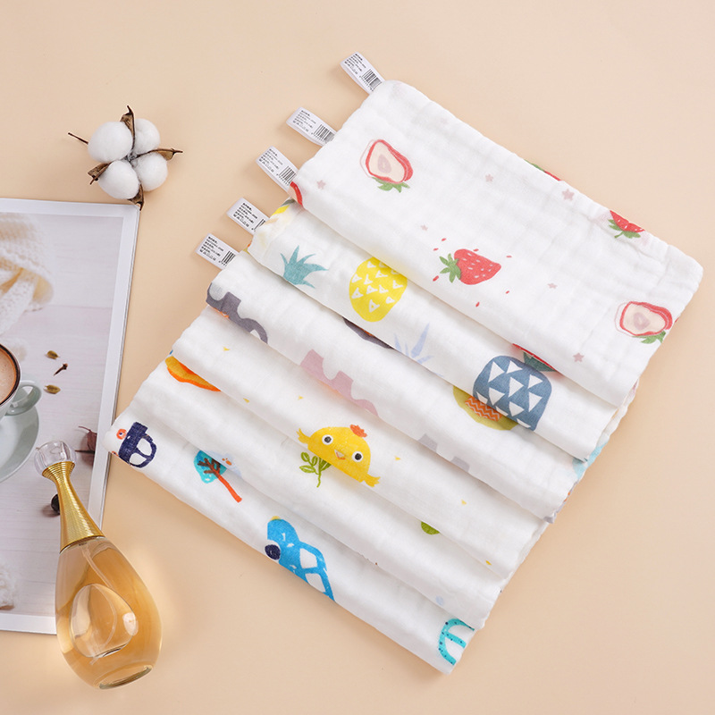 Six layer high density cotton gauze small square towel wholesale baby wash towel cotton children's towel gauze saliva towel