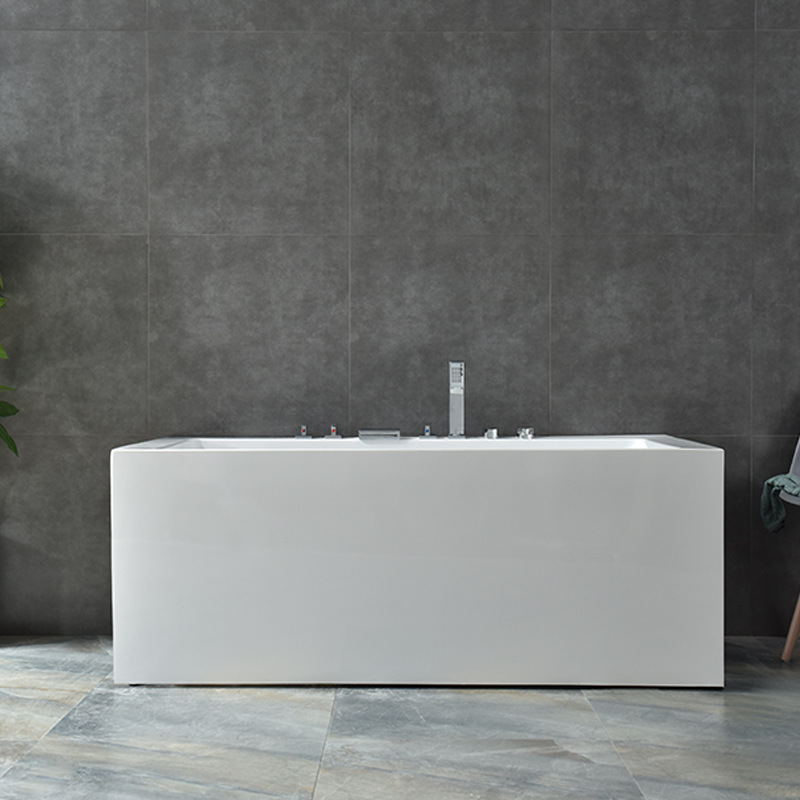 Wholesale engineering hotel three-sided skirt seamless integrated bathtub freestanding thickened and deepened constant temperature massage surf bathtub