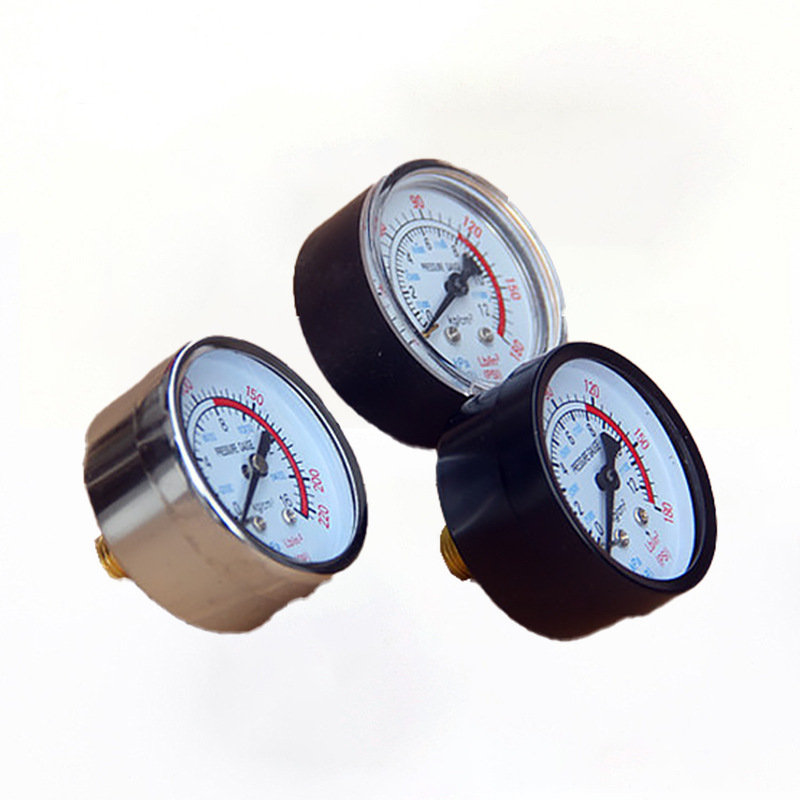 Air compressor air pump accessories pressure gauge horizontal axial pressure gauge 1 points 2 points special iron shell plastic gauge valve for floor heating