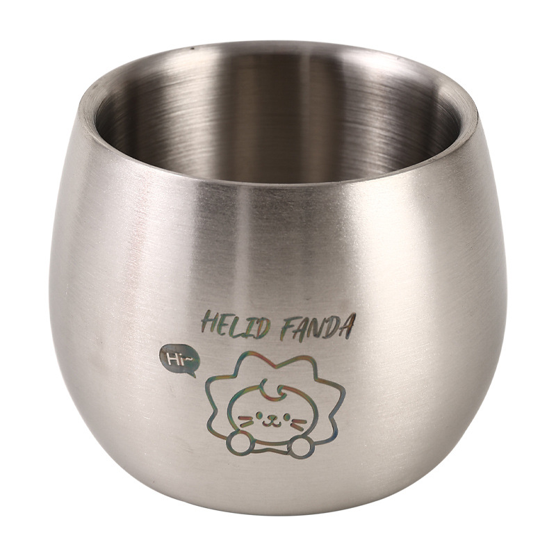 Cartoon Stainless Steel Creative Kidsren's Water Cup Household Baby Double-Layer Anti-Scald Milk Cup Thickeneded Anti-Fall Cup 2024