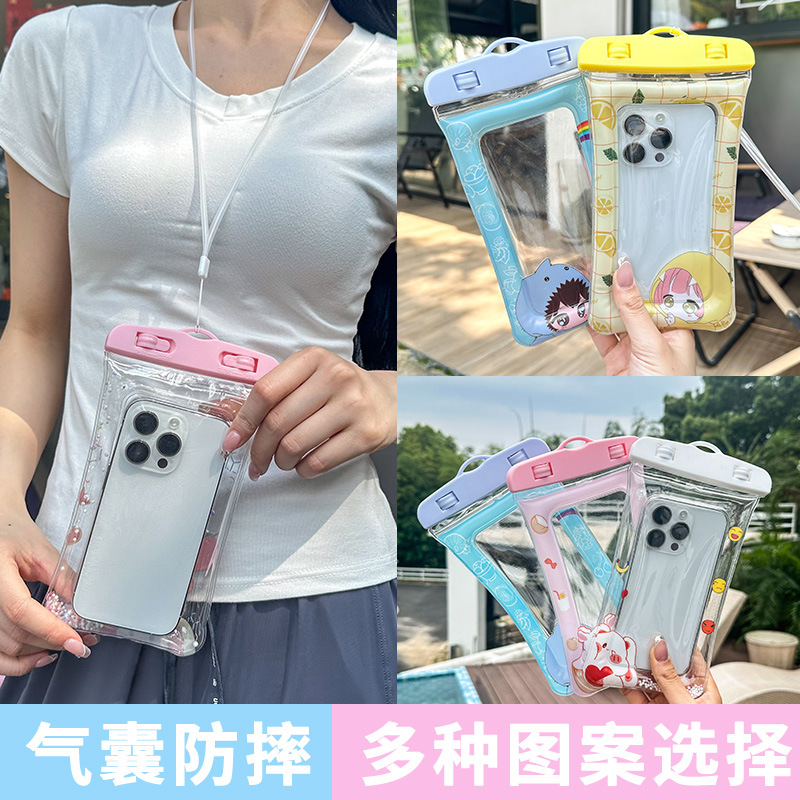 Оптовая продажа водонепроницаемого чехла для мобильного телефона, запечатанный, с сенсорным экраном, для плавания, дайвинга, с плавающим воздушным мешком, на шее, мультяшный чехол для мобильного телефона, на заказ