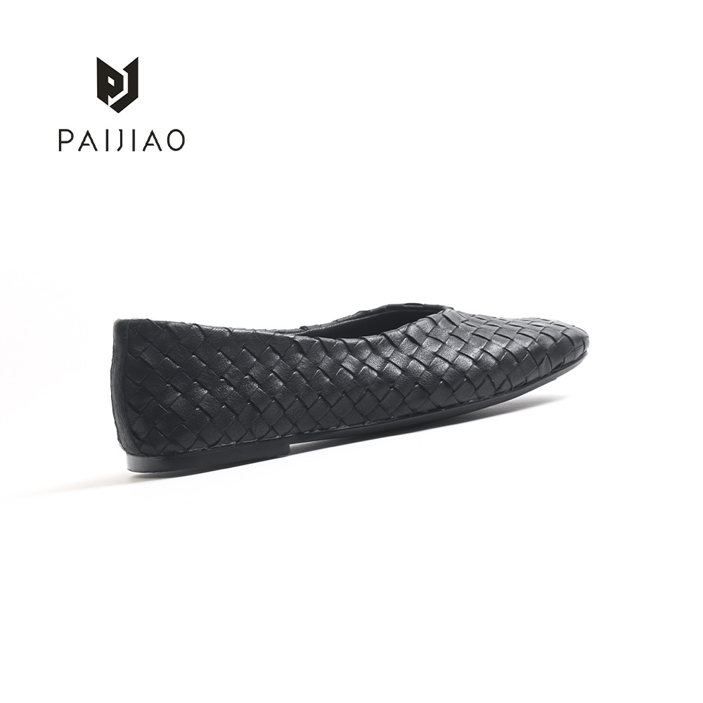 Horse Leather Fashionable Shallow Square Toe Flats for Women Summer New Lightweight Breathable Handmade Genuine Leather Weaving Xd113025