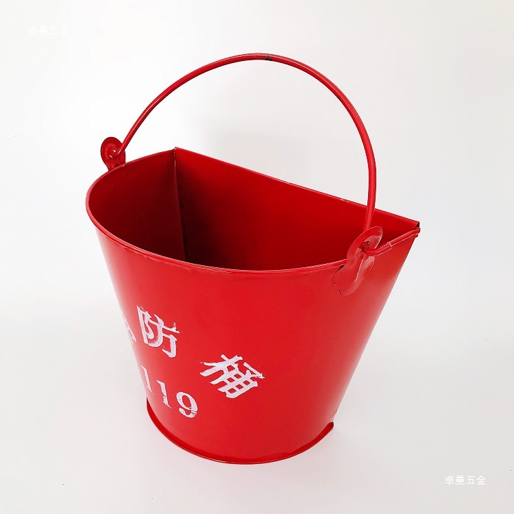 Thickened Fire-Fighting Yellow Sand Bucket, Painted Shovel Bucket, Iron Bucket, Fire-Fighting Equipment, Household Fire-Fighting Semi-Circular Bucket