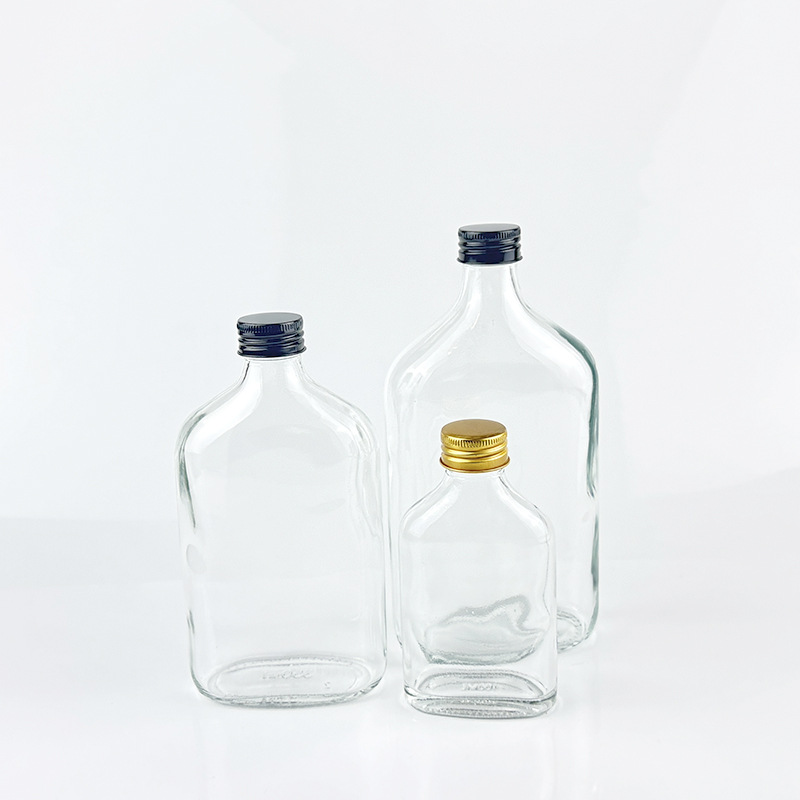 in stock wholesale 50ml small wine bottle beverage wine glass bottle oblique shoulder flat square juice bottle milk tea cold extract coffee bottle