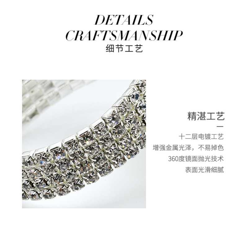 Diamond Full Diamond Elastic Bracelet 4 Rhinestone Bracelet Women's All-match Rhinestone Bracelet Advanced Bracelet Wholesale