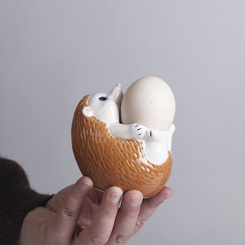 Cross-border Cartoon Animal Ceramic Egg Cup Breakfast Egg Cute Fresh and Simple Decoration Desktop Living Room Home Decoration