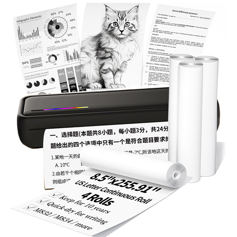 Портативный принтер для исправления ошибок A4, специальная термобумага 210*30мм, бумага для печати, учебная бумага Мяу Мяу Медведь
