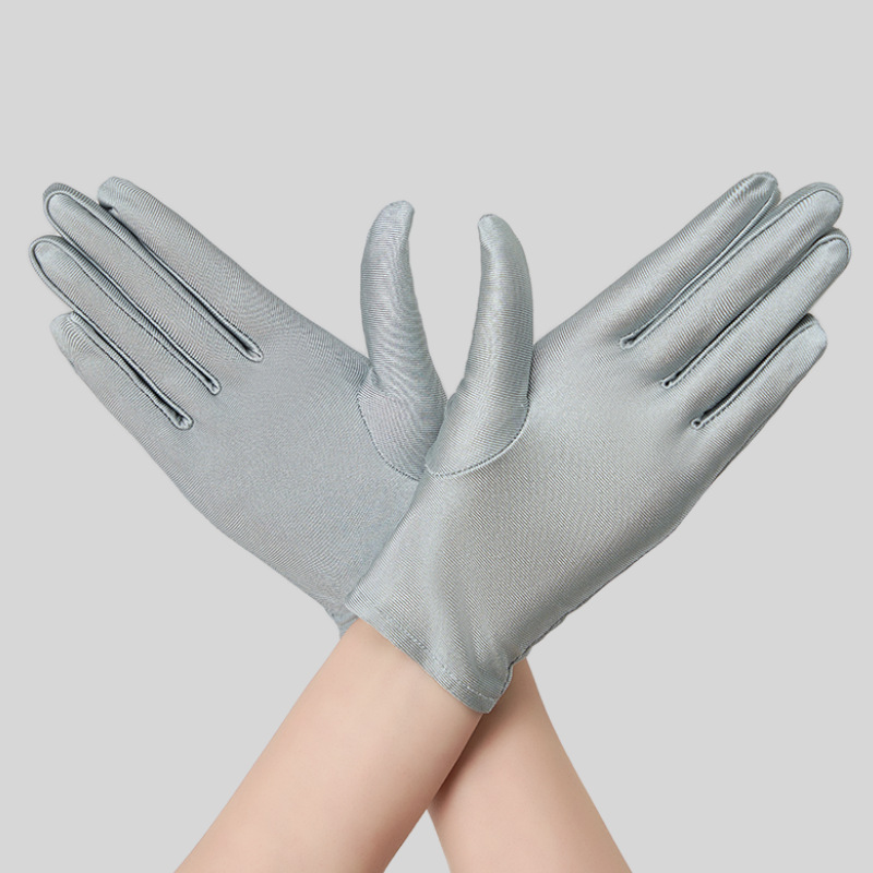 Summer gloves thin sunscreen spandex spring and autumn driving solid color black and white stretch ladies work etiquette breathable