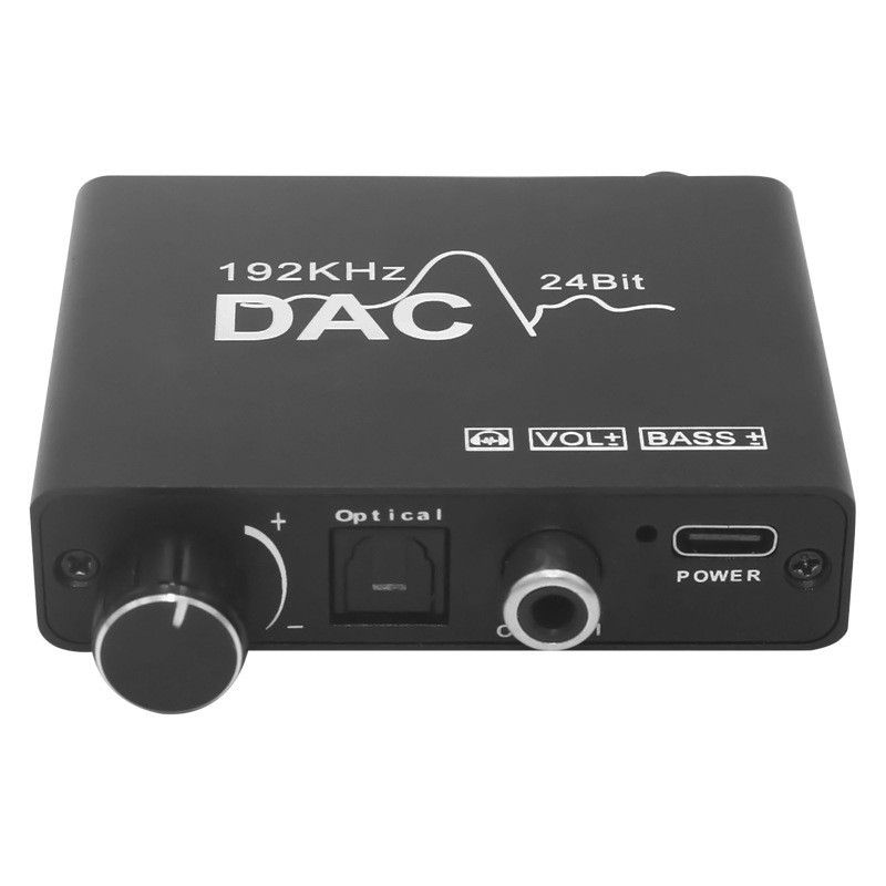 Digital to Analog Audio Converter Dac Fiber Optic Coaxial 192Khz Adjustable Volume High and Low Digital to Analog