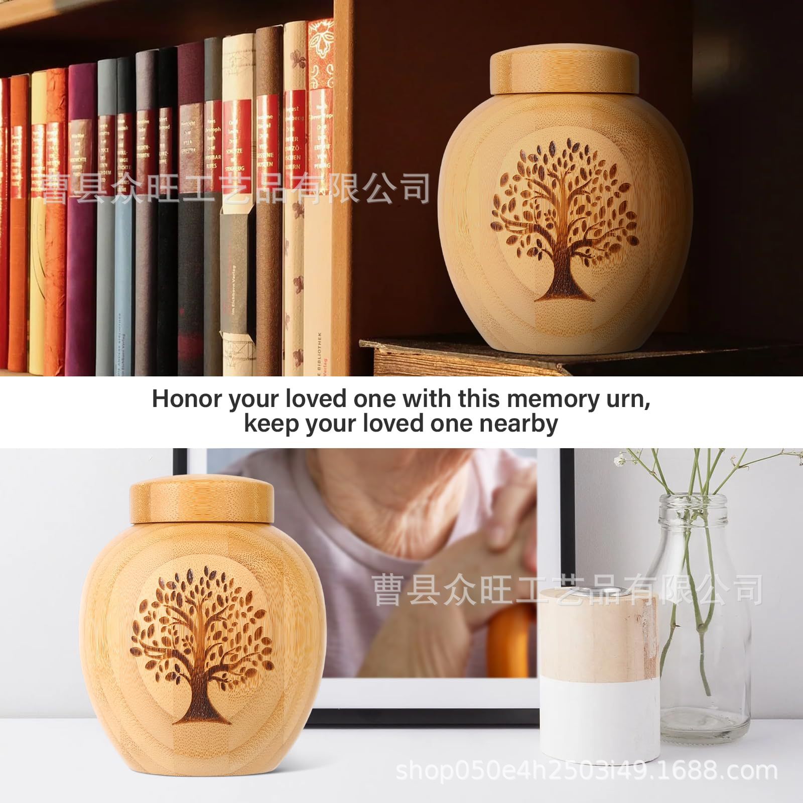 Bamboo Pet Urn Small Animal Memorial Hair Urn Kitten Puppy Funeral Cremation Box Coffin Box