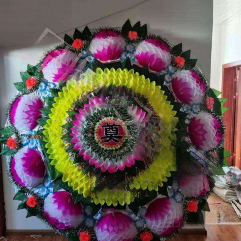 Венки, похоронные принадлежности, специальные похоронные зонтики типа складного венка с ярким дном, готовая продукция, опт от десяти штук