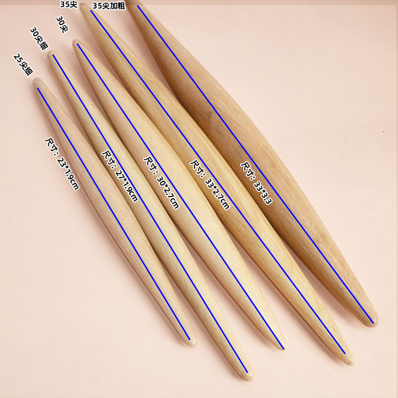 Beech Wood Pointed Rolling Pin with Two Pointed Ends, Baking Tools, Solid Wood Dumpling Skin Rolling Pin, Wooden Shaomai Pressing Pin