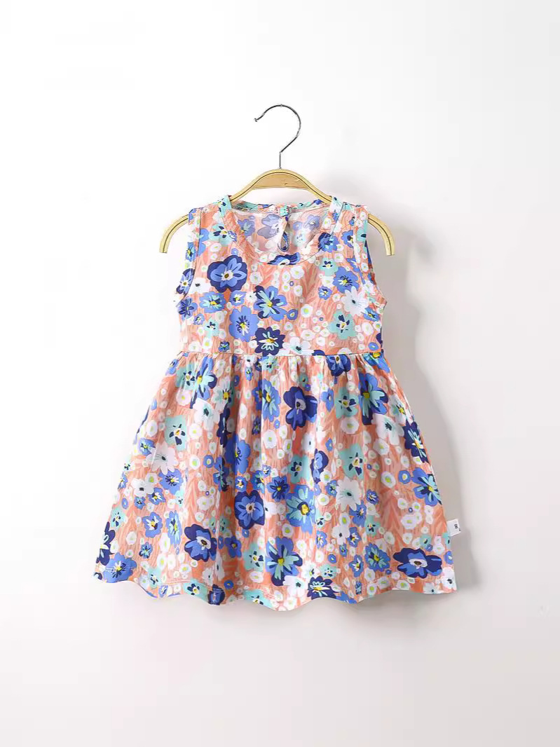 Children's Wear Baby Princess Dress Girls' dress Children's Summer Dress 2024 New Children's Skirt Artificial Cotton Cotton Silk