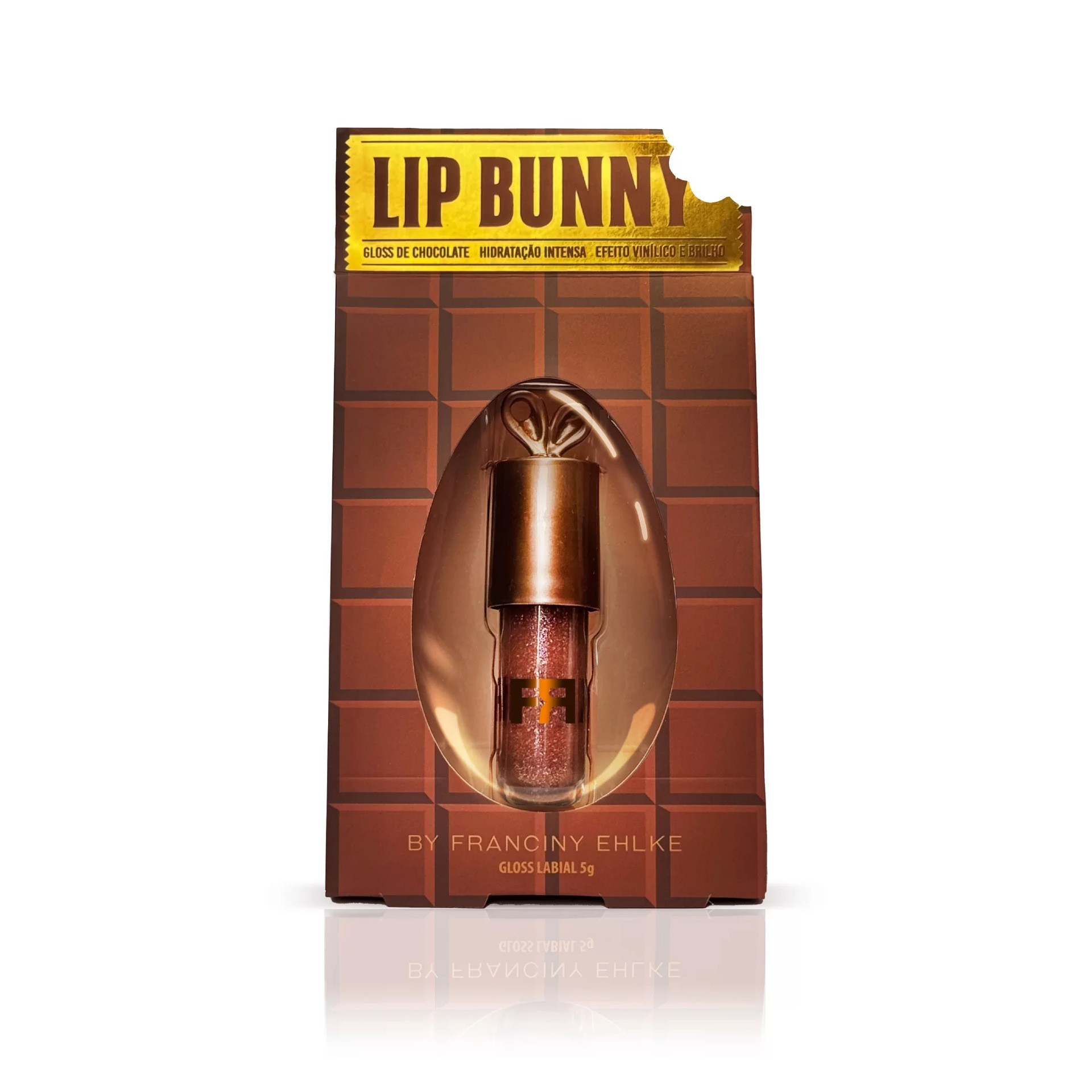 Brazil's Popular Bunny Black Tube Lip Gloss Lipbunny Lip Gloss Fine Glitter Lip Glaze Chocolate Color Cross-Border Makeup
