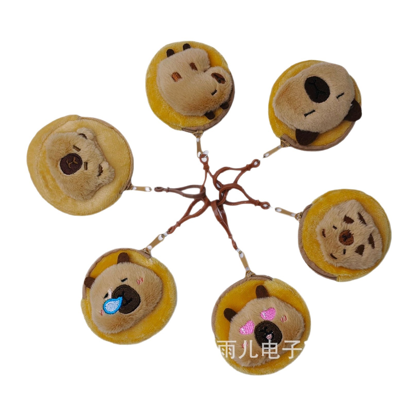 Creative new cartoon card Pibala plush capybara coin purse mini bluetooth headset storage bag schoolbag pendant
