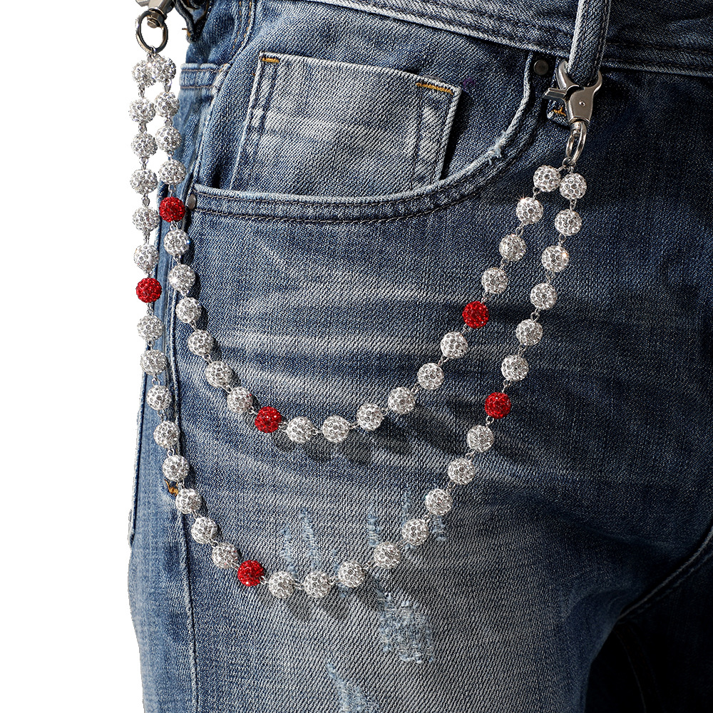 европейские и американские высококачественные брюки для девочек с цепочкой, глиняными алмазными шарами, модная нишевая поясная цепочка, ручная работа, оптовая продажа
