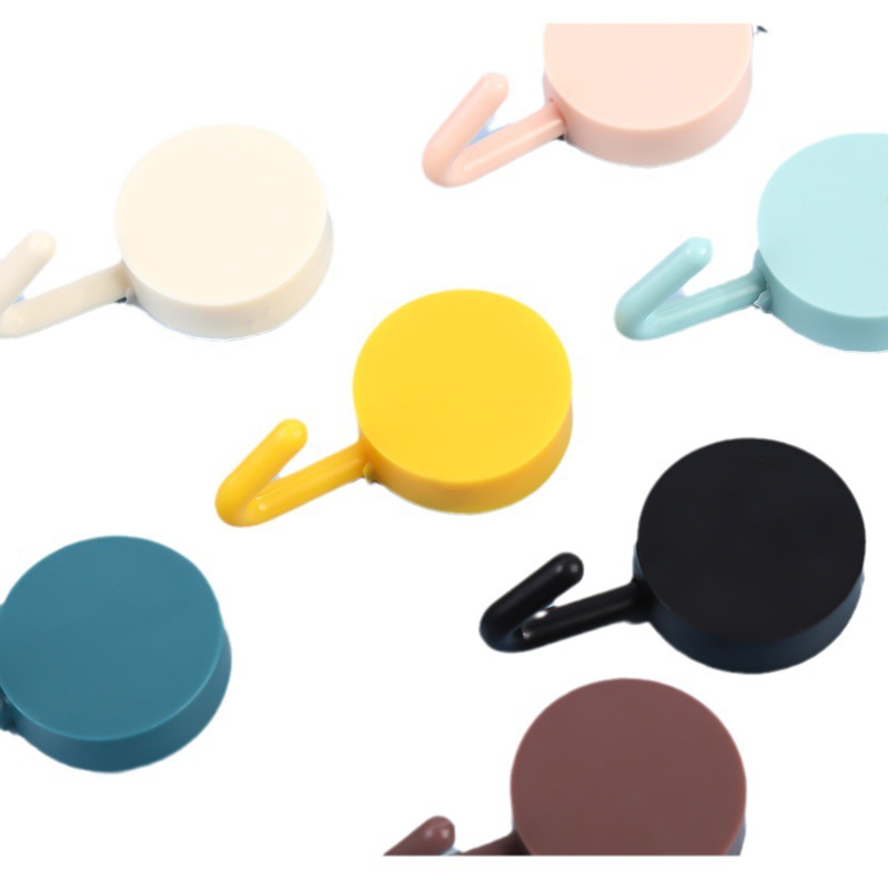 Macaron Small Hooks Come with Sponge-Backed Adhesive Hooks, No Trace Hooks Behind the Door, Kitchen and Bathroom Cute Small Sticky Hooks Wholesale