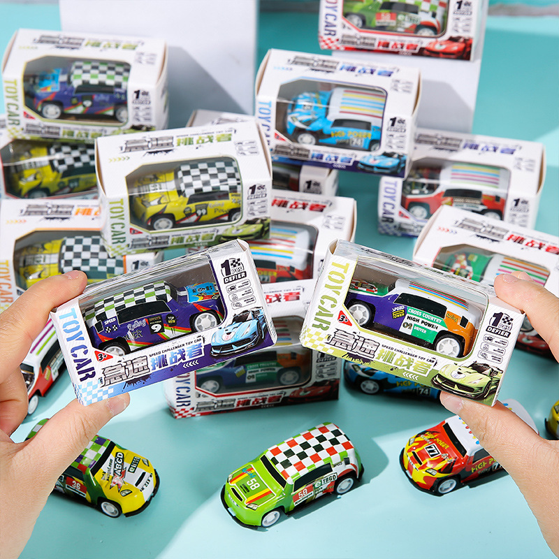 Children's Creative Alloy Pull-back Car Cool Artificial Racing Car Iron Inertia Car Gift Box Boxed Gift