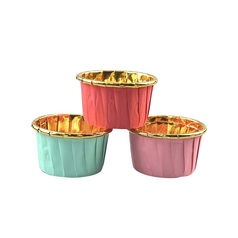Customized Gold and Silver Curled Cake Paper Tray, High Temperature Resistant Baking Coated Muffin Cup, Greaseproof Paper Rolled Cake Paper Cup