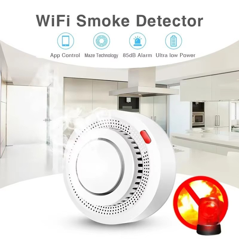 Foreign Trade New Graffiti Smoke Alarm Wifi Smoke Sensor Tuya Smoke Alarm Smoke Detector