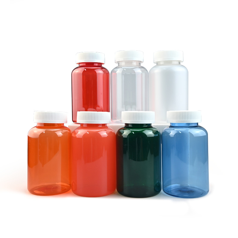 300ml 500ml transparent tablet gummy bottle vitamin gel screw cap bottle pet food grade milk tea beverage bottle
