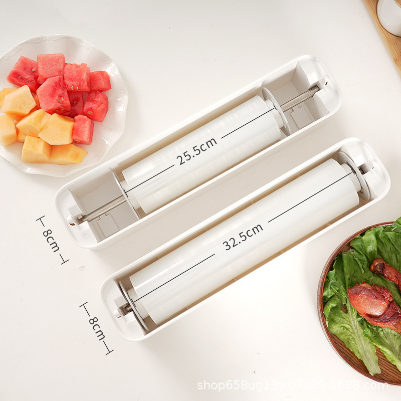 Large Roll of Cling Film Cutting Magnetic Refrigerator Hole-Free Adhesive Hook Wall-Mounted Tin Foil Baking Paper Two-Way Cutting Storage